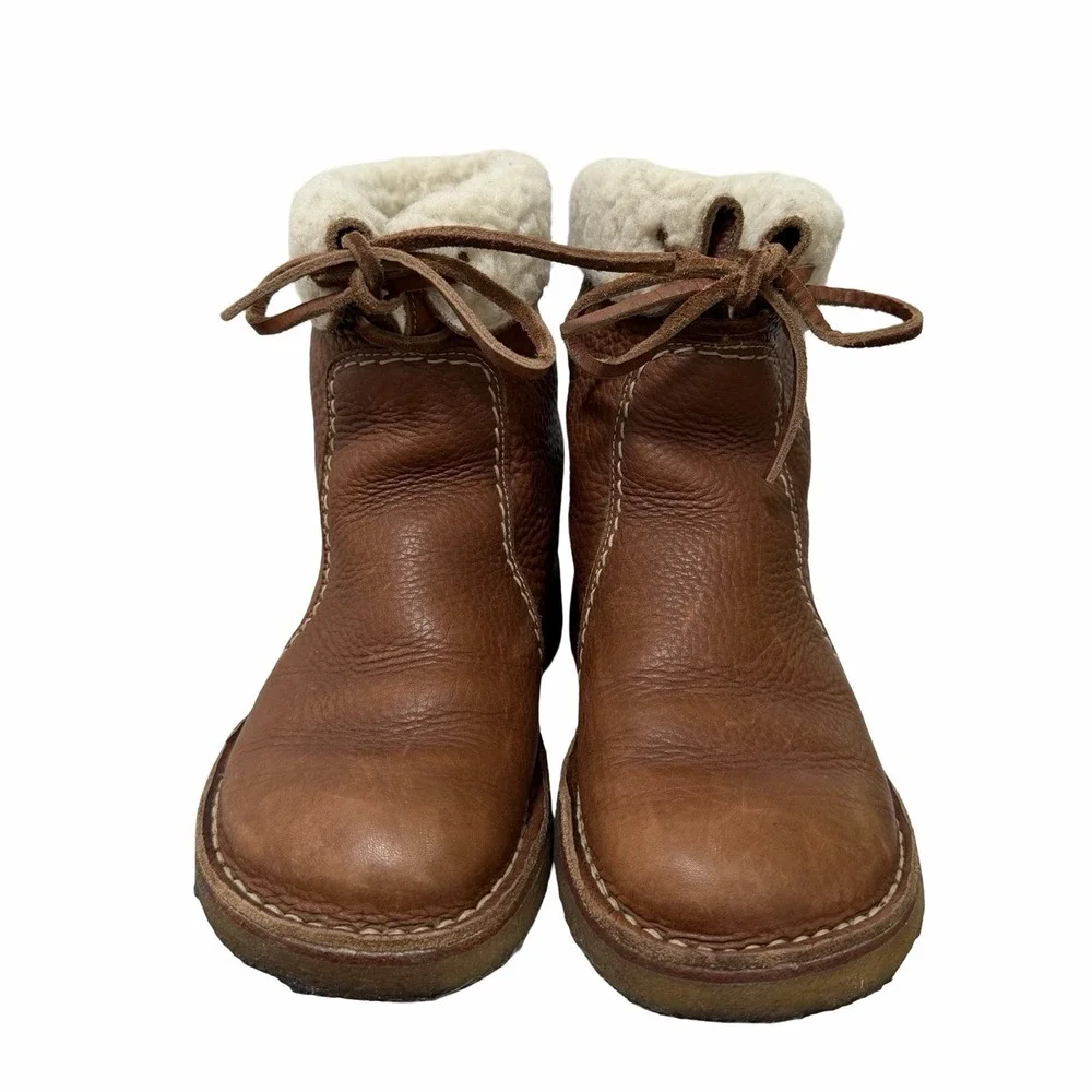 Duckfeet Arhus Shearling Brown Pebbled Leather Boots Womens Size EU 37 US 6.5-7